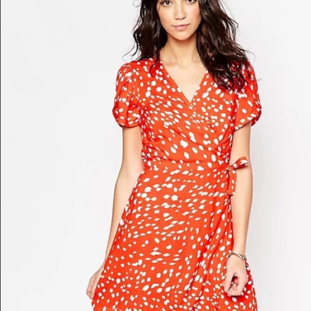 Motel Rocks Videta Red and White Polka Dot Wrap Dress